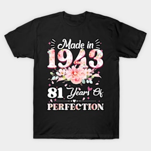 81 Year Old Made In 1943 Floral 81st Birthday T-Shirt